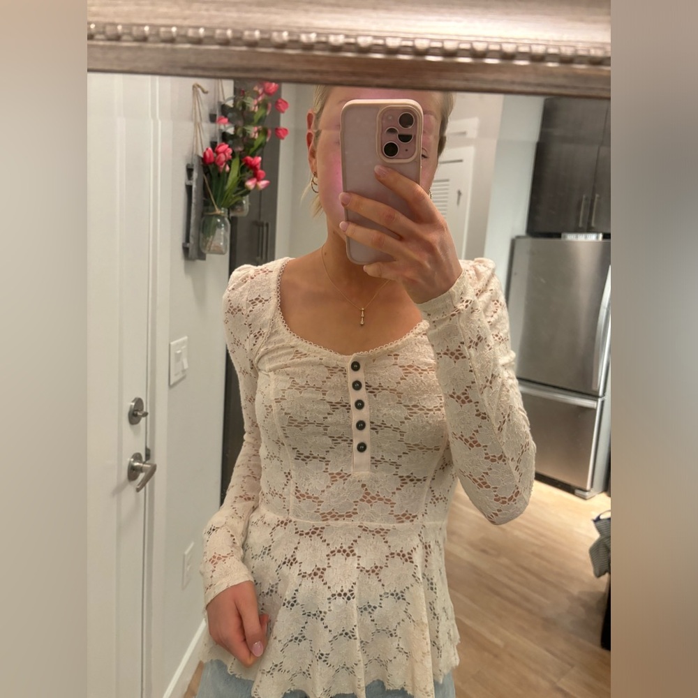 Free People Light Pink Peplum Top